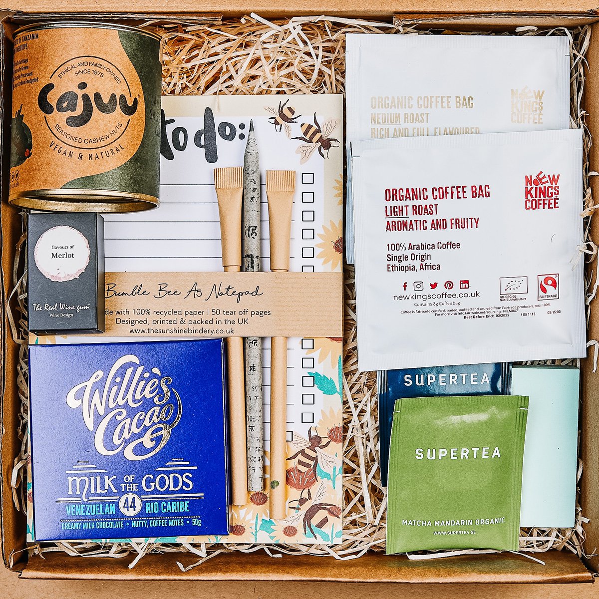 Our Working From Home Gift Box is designed to brighten up that Home Office... featuring a lovely to-do list (using 100% Recycled Paper), an Eco Pencil, a set of Recycled Sticky Pads, Pens, Artisan Tea, Coffee, nuts and Chocolate  ❤️ #thoughtfulgifts