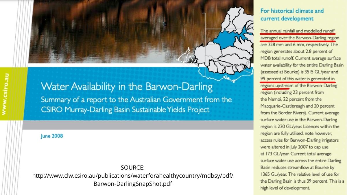 On flows coming down tributaries  @MelindaPavey made the dubious claim that only “14% of water actually comes from those Northern Rivers into the Darling” and later asked “that people read the data, read the science.”So we did.  @CSIRO found it was more like 99%