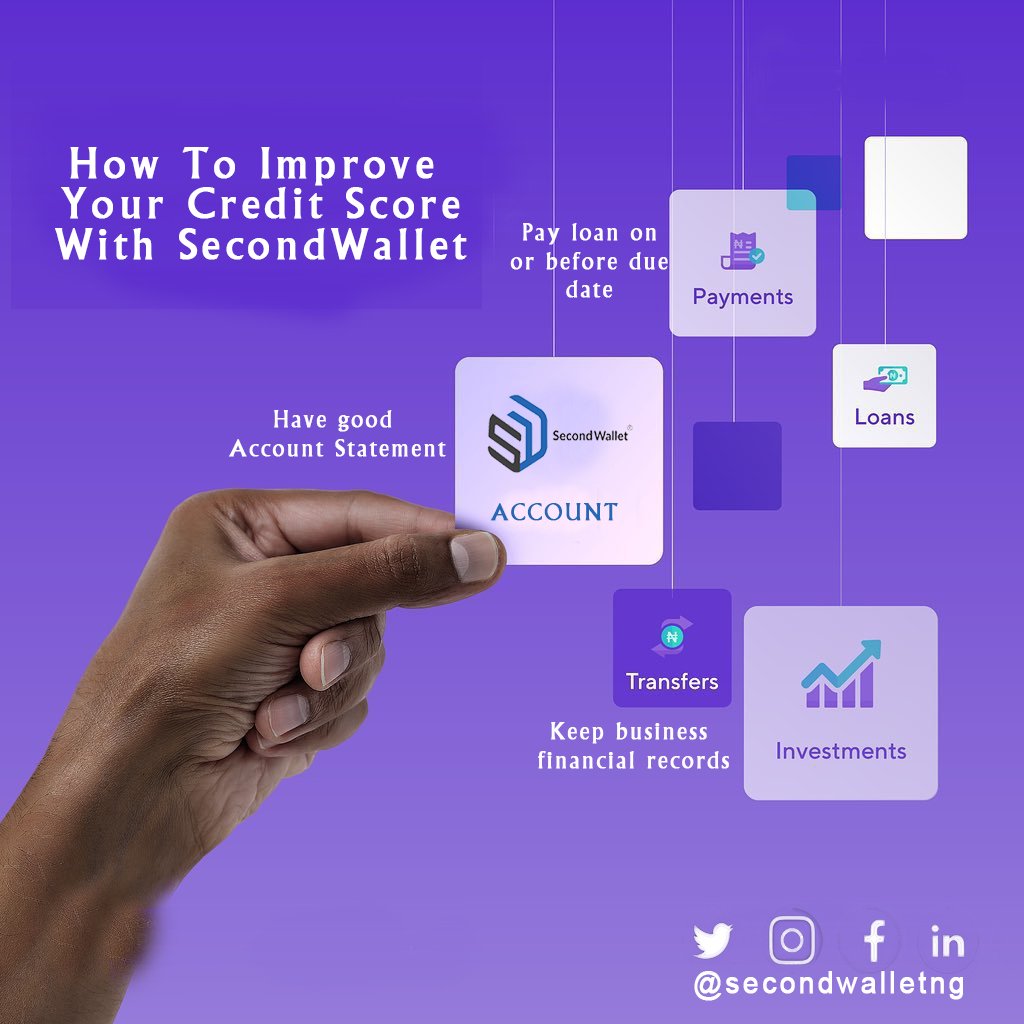 Here's how to improve your #SecondWallet credit score

1. Pay loan on or before due date. 

2. Have good account statement

3. Keep business financial records

#CreditScore #MultipleIncome #SecondWalletLoanForEveryone #Credit #Loan #Finance #Business