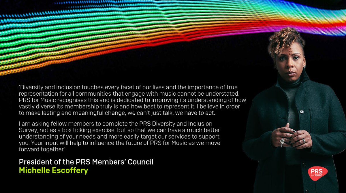 📢Calling all members📢

Have you completed our diversity and inclusion survey yet? If not, there is still time. Your input will help to influence the future of PRS for Music as we move forward together.

📅 The survey is open until 14 May 2021

👉 prs.info/jGim50EtODv