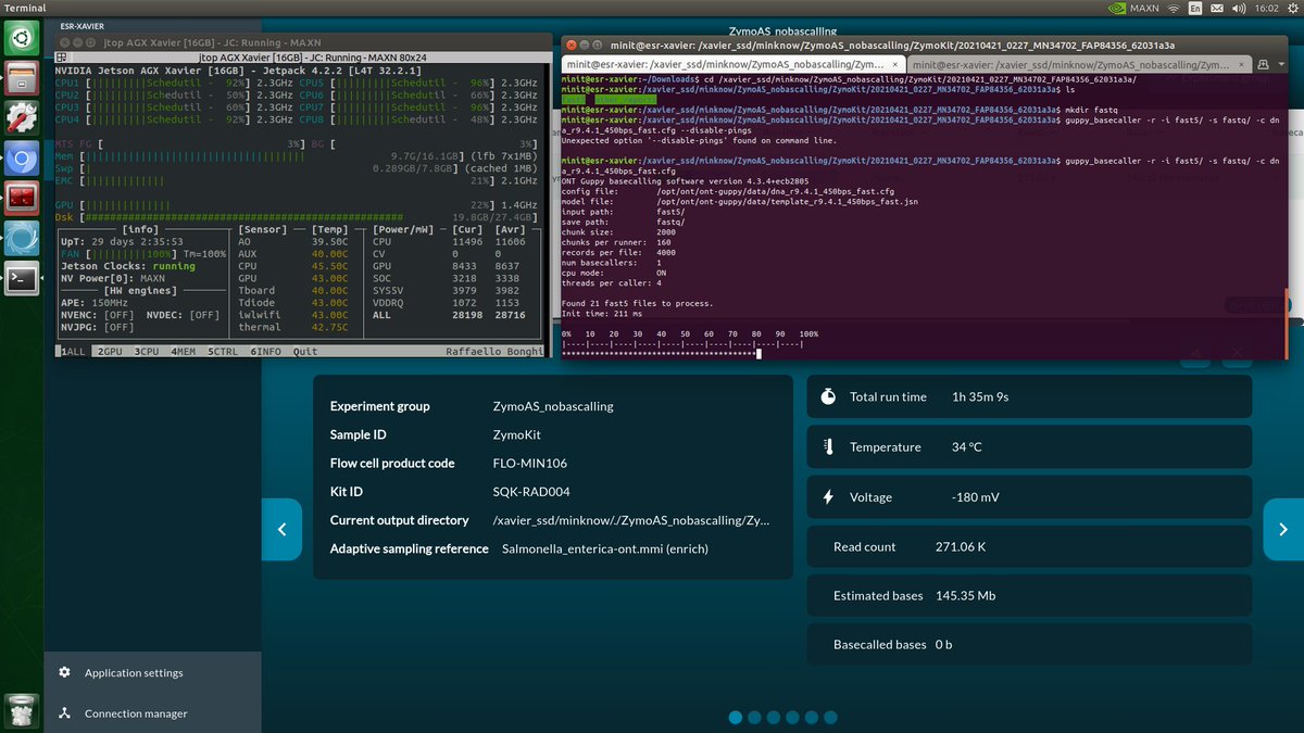 Miles Benton (@miles_benton) on Twitter photo Huge break through today, we have <a href="/nanopore/">Oxford Nanopore</a> MinION adaptive sampling running on an <a href="/NVIDIAEmbedded/">NVIDIA Embedded</a> Jetson Xavier AGX!
Huge effort with <a href="/MathStorey/">Matt Storey</a>, I love that I get to work and geek out with awesome people and technology.
I'll post more details when I get on a computer. Huge break through today, we have <a href="/nanopore/">Oxford Nanopore</a> MinION adaptive sampling running on an <a href="/NVIDIAEmbedded/">NVIDIA Embedded</a> Jetson Xavier AGX!
Huge effort with <a href="/MathStorey/">Matt Storey</a>, I love that I get to work and geek out with awesome people and technology.
I'll post more details when I get on a computer.