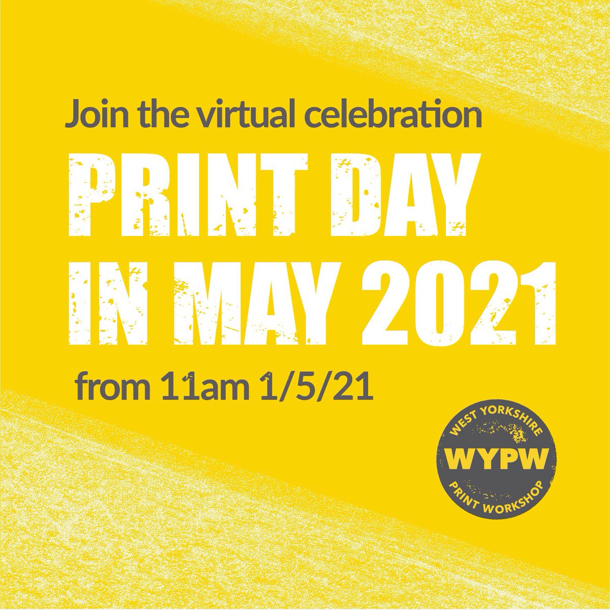 PRINT DAY IN MAY!
This year, we’re celebrating virtually with video welcomes, tours and demonstrations at WYPW and we want you to #getinvolved too!
Join us from 11am on Saturday 1 May.
We can’t wait to see you!
#printdayinmay #printmaking #PDIM2021 #onlineart #artsinkirklees