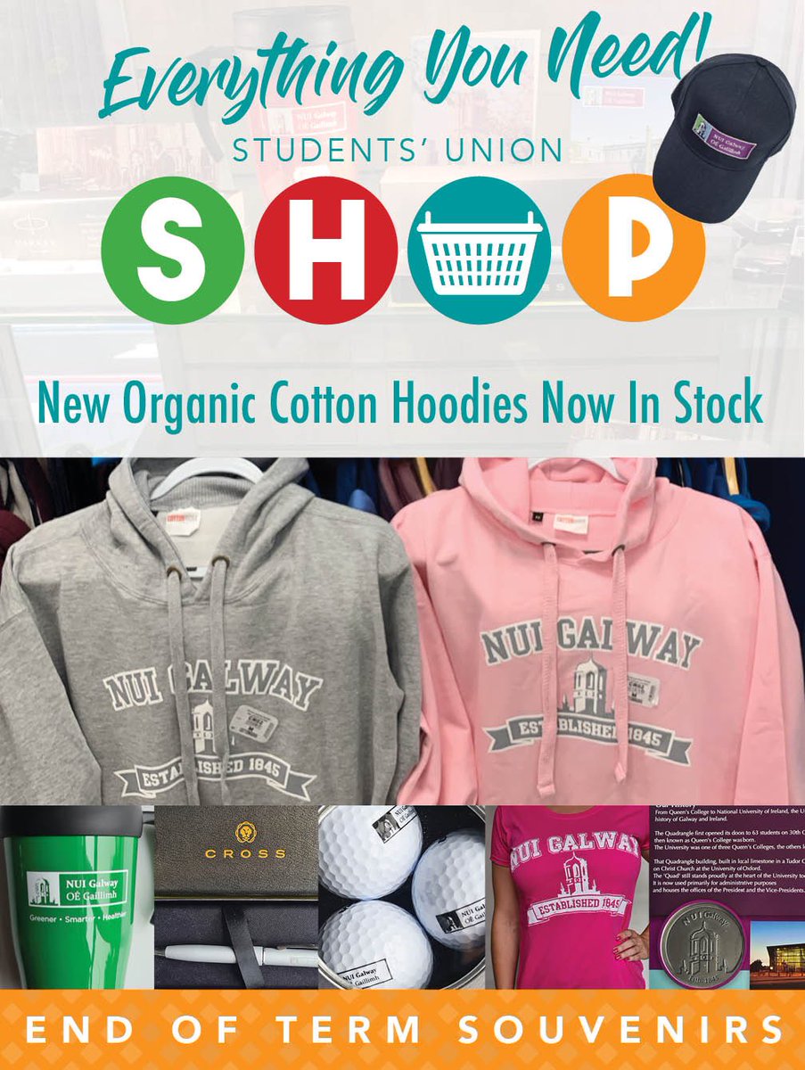 SultGalway's tweet photo. For anyone looking for some great gift ideas or just want to treat themselves , the SU Shop have these amazing new organic cotton Hoodies in . ππ―ββοΈπ They ideal if you want to pick up some end of year souvenirs . Shop instore for more ideas π‘ #sushop #merchandise #organic https://t.co/bxuv6vl033