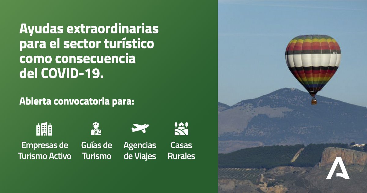 🆕Abierta convocatoria de #ayudas al sector turístico:

👉🏻Agencias de viajes.✈
👉🏻Guías de turismo.🗣
👉🏻Empresas turismo activo.🛶
👉🏻Casas rurales.🏡

🎯Objetivo: mantener la actividad y compensar la caída ingresos por el #COVID19.✅

📅Hasta el 05/05

🖱lajunta.es/32tpl