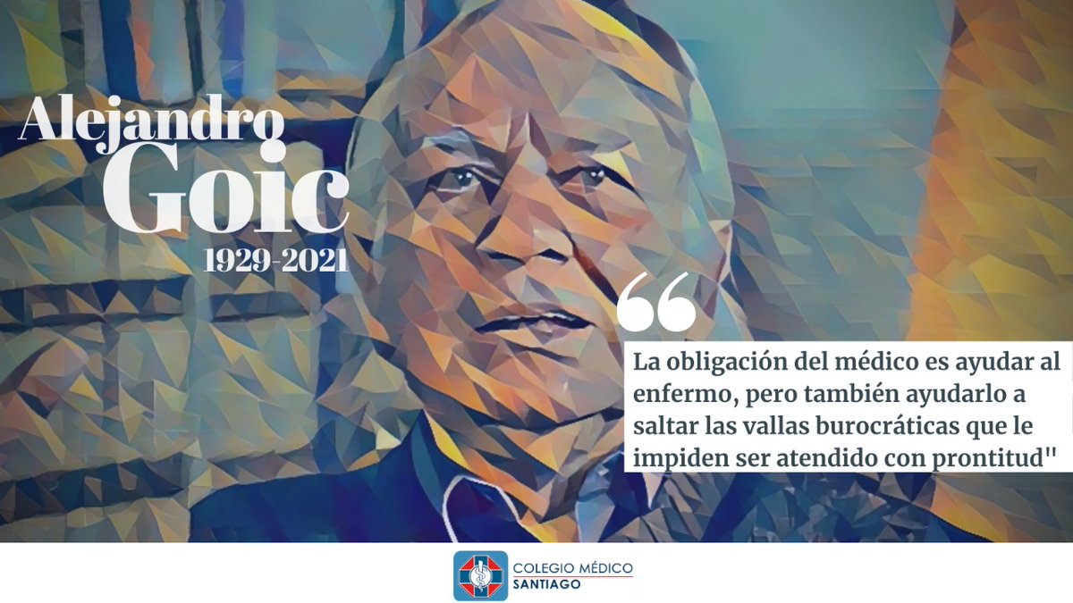 Hoy murió un maestro de la medicina. Un hombre que comprendió el sentido de ser médico. 

Los invito a ver mi entrevista al Dr. Alejandro Goic en el documental #ArsMedica, un proyecto que contó con el apoyo de <a href="/colmedchile/">Colegio Médico de Chile - Colmed Chile</a> <a href="/ColMedSantiago/">Colmed Santiago</a> 

youtube.com/watch?v=CnKOgq…