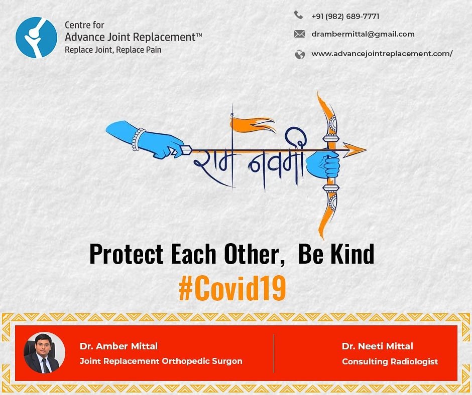 DrAmberMittal1's tweet photo. On this occasion, I pray that the blessings of Lord Ram be with you and your life be filled with happiness, peace and prosperity. Happy #RamNavami.

#COVID19 #Indore #staysafe #staysafe 

Dr. Amber Mittal's
Centre for Advance Joint Replacement
https://t.co/INwReznnja https://t.co/0IBLv9mtSX