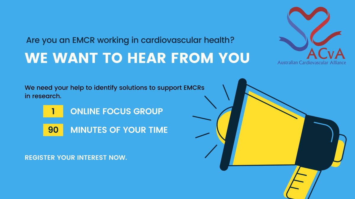 Calling all EMCRs involved in cardiovascular research in AustraliaThe  @OzCvA ELC is hosting a roundtable discussion to learn more about your views and what needs changingThis is a great opportunity to drive the culture you want to work in Register:  https://uniofqueensland.syd1.qualtrics.com/jfe/form/SV_d7tHsFtE10UgTEW