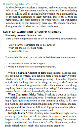 The 3.0 Dungeon Master's Guide has general rules for wandering monster rolls, I've attached (incomplete) screencaps.Similar rules exist for random encounters in wilderness.