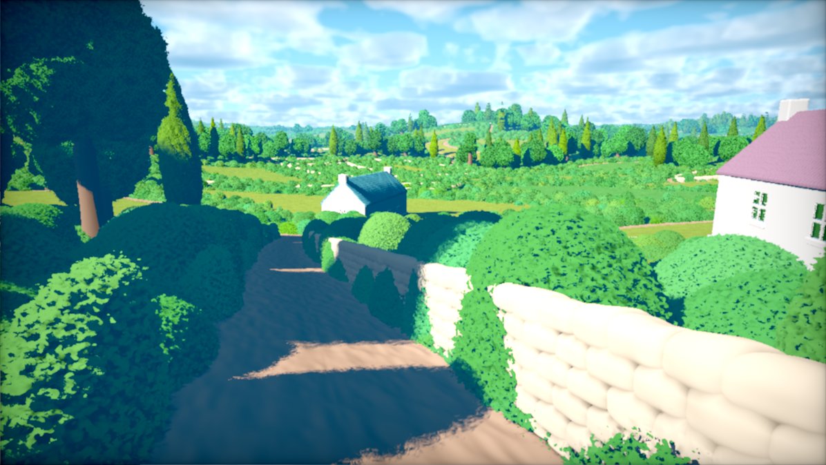 blackjero's tweet photo. English Lane, a shadertoy loosely inspired by Richard Thorn's paintings and Osamu Tezuka's Jumping among other things, with navigable country paths and vegetation... nature is hard :-)
https://t.co/WEdI0tPQca https://t.co/srtKlN2iHs