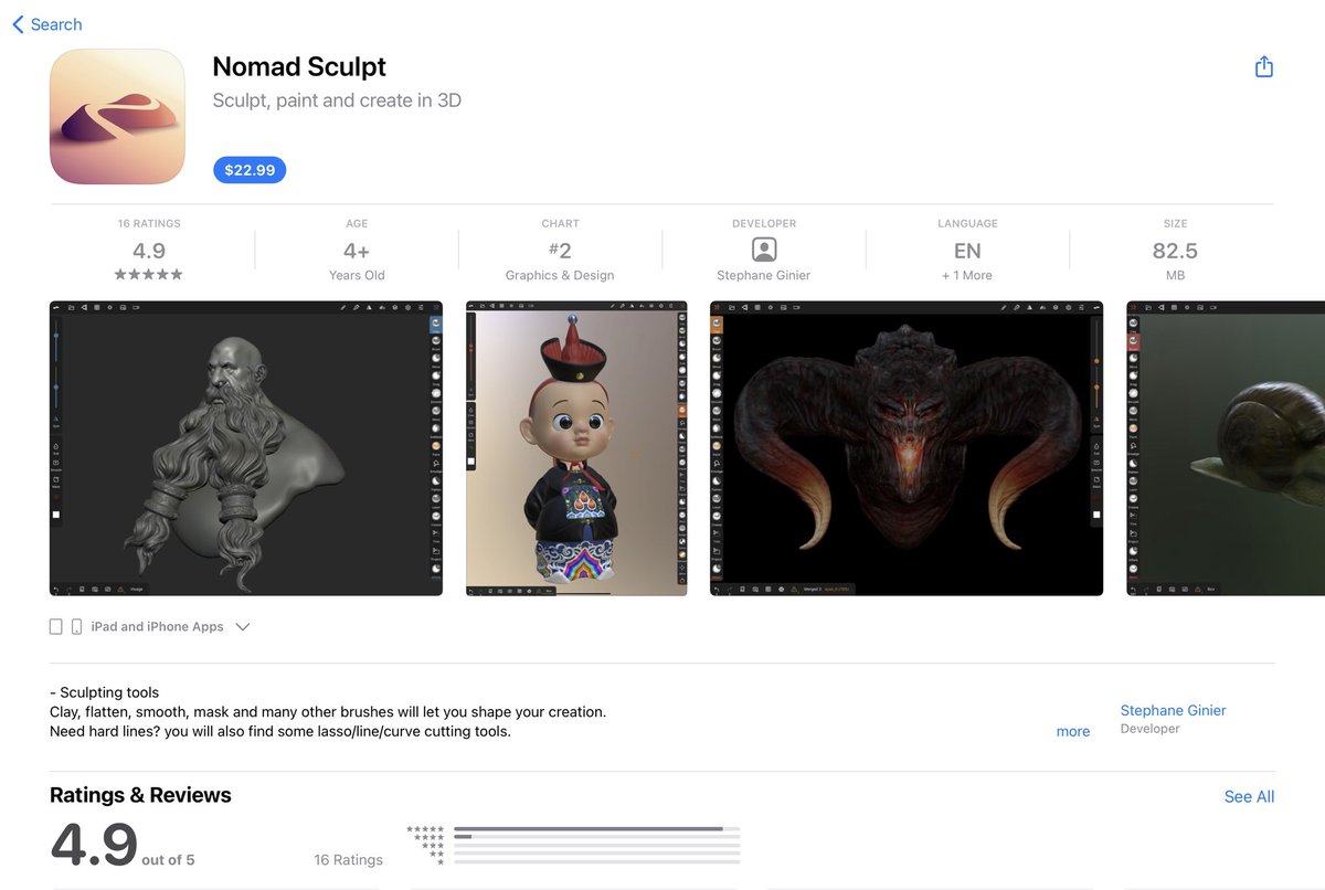 TalithaKingArt's tweet image. #iPadartists ✨ Since @Procreate’s 3D update I’ve also just heard about the #3Dapp @nomadsculpt and it looks unreal 🙌🏼 Going to experiment with this next while I learn #3Dart - huge game changer! 

Anyone else used this app before?
#NFTartist #iPadPro #CryptoArt #NFTs #DigitalArt