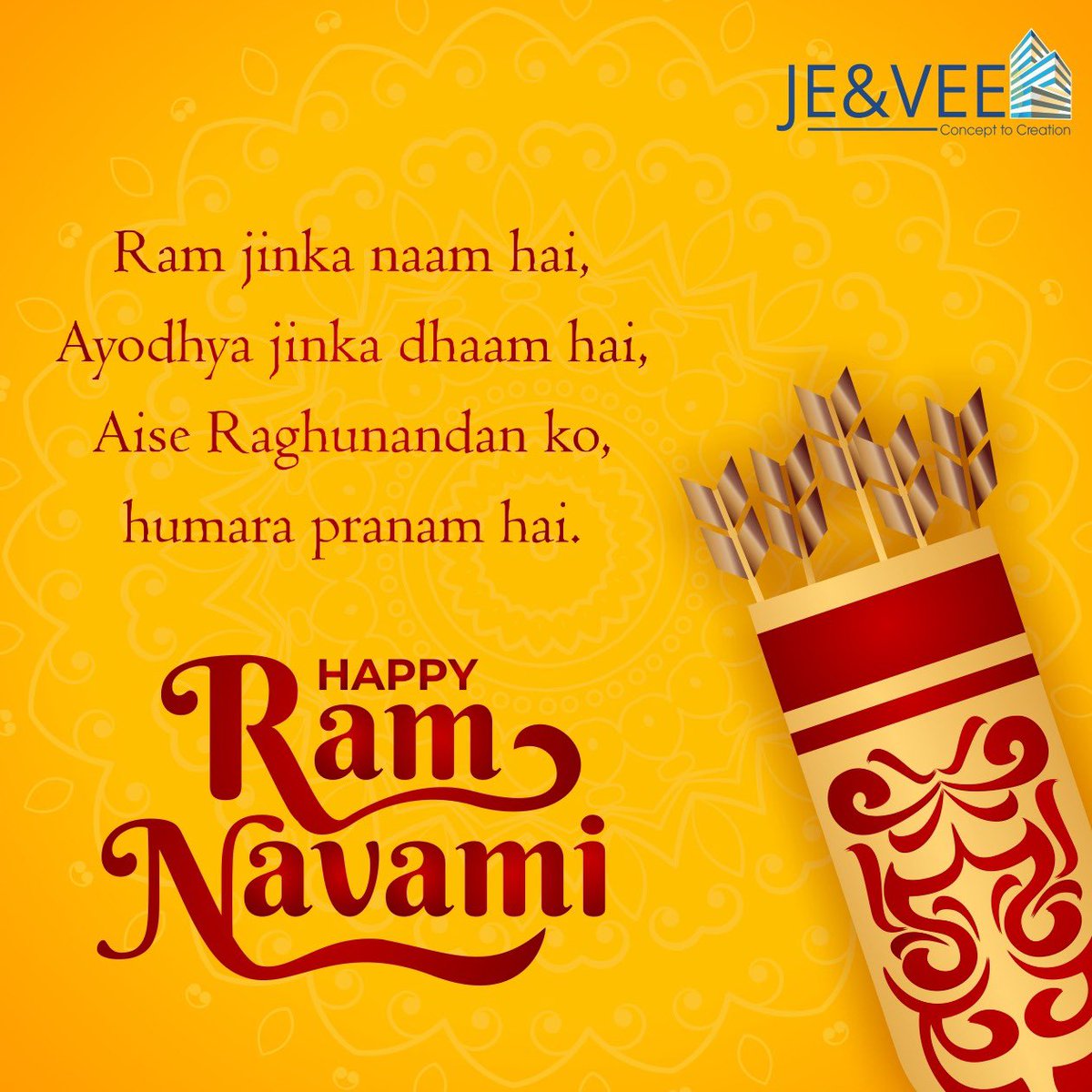 JeVee_Infra's tweet photo. Ram Navami is celebrated on the ninth day of the auspicious festival of Chaitra Navratri to mark the birth anniversary of Lord Rama. 
Best Wishes of Ram Navmi To Everyone 🙏🏻

#stayhome #staysafe #stayhealthy #jeandveeinfrastructure #realestate #redevelopment #mhadaproject https://t.co/JMdjf70rlj