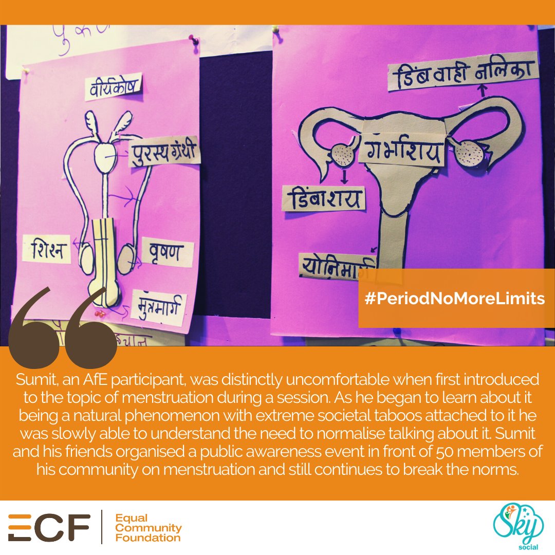 ecfindia's tweet photo. Unlearning social prejudices towards #menstruation is difficult, but it's not impossible. While the journey might be slow, what matters is that we make a beginning.

#PeriodsNoMoreLimits @SKYSOCIAL1 https://t.co/8vtRRwTZkz