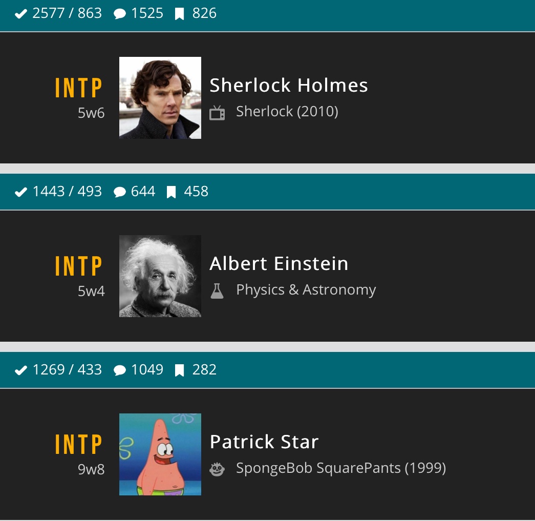 ah yes, the golden trio: sherlock, einstein, and patrick star