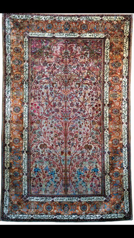 carpet_museum's tweet photo. سعدیا مرد نکونام نمیرد هرگز
قالی ابریشمی  کا��انی متعلق به قرن ۱۴ ه.ق باطرح محرابی درختی مزین به اشعار شیخ اجل سعدی  :
باد آمد و بوی عنبر آ‌ورد
بادام شکوفه بر سر آورد 
آنچه هست زیبایی مکرر است 
#موزه_فرش_ایران
#روز_سعدی 
#قالی_ ایرانی https://t.co/2GqgLbTjFe