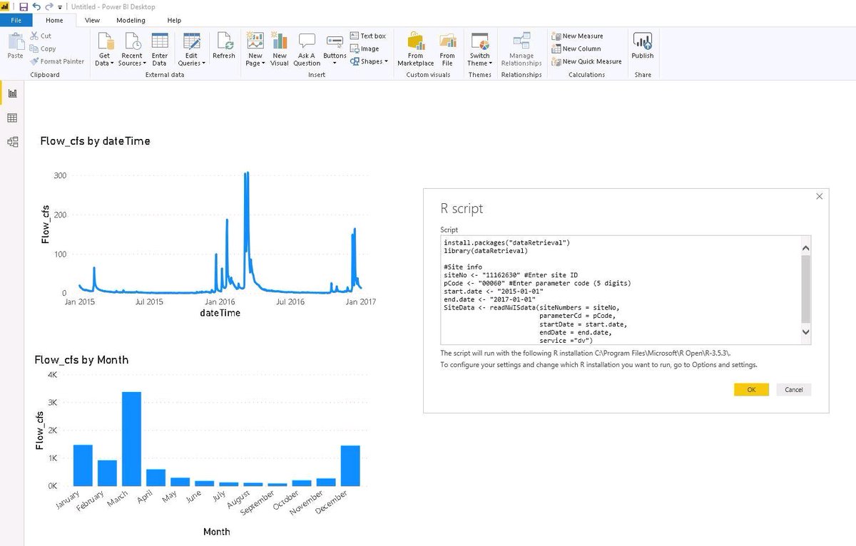 aymanalafifi's tweet photo. @USGS_DataSci @USGS_Water I love #dataRetrival tool. I've been using it inside PowerBI to query and plot and interact with flow data: https://t.co/I4Tc6vyAPP