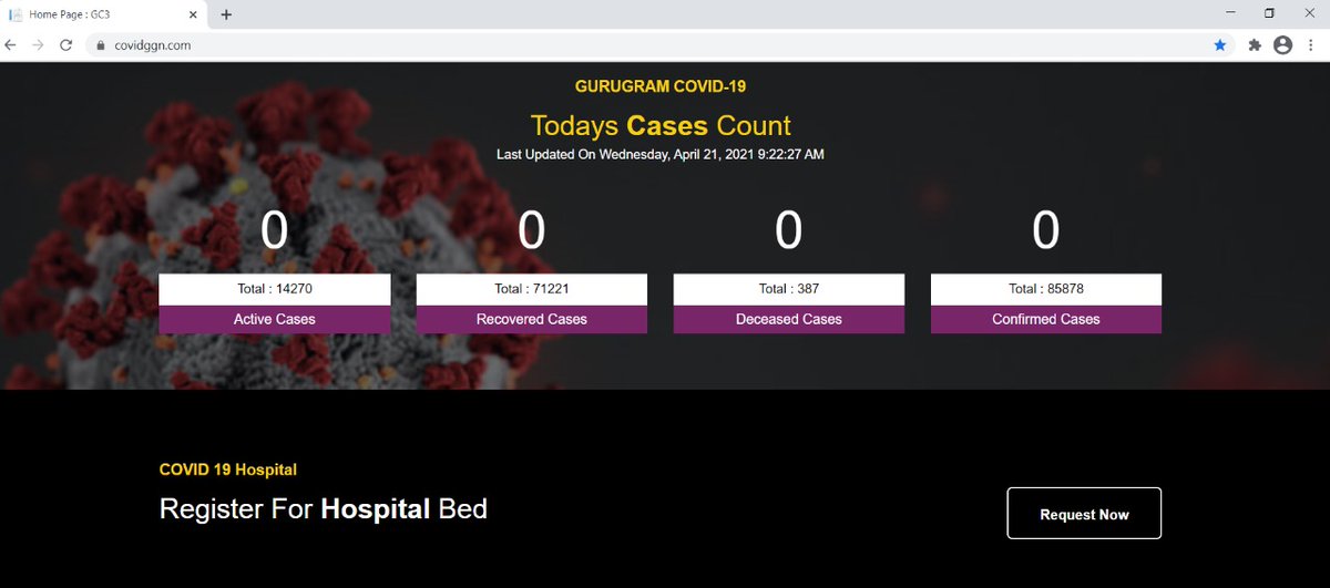 DC_Gurugram's tweet photo. We acknowledge your worry for getting the best treatment for your loved ones, in this crisis. Hereby, launching a 'Register For Hospital Bed' form on https://t.co/VL1SYxrt36. Fill it &amp; our doctors shall get back to you based on criticality of the patient &amp; availability of beds. https://t.co/5qvElQqXsN