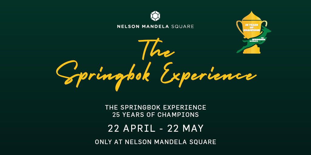 #Springbok fans, this one’s not to be missed! #IconicMandelaSquare is proud to present The Springbok Experience: 25 Years of Champions, from 22 April to 22 May 2021.The Springbok Exeprience  is located at the Upper Level (Level 1) Nelson Mandela Square.Entry is FREE.