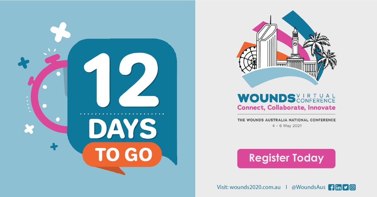 Only 12 days left for the Wounds Virtual Conference. 

The Conference is packed with virtual talks, presented papers, plenary sessions, sponsor symposiums, exhibitions and networking sessions.

wounds2020.com.au

#woundcare #education #conference #healthcare #healthindustry