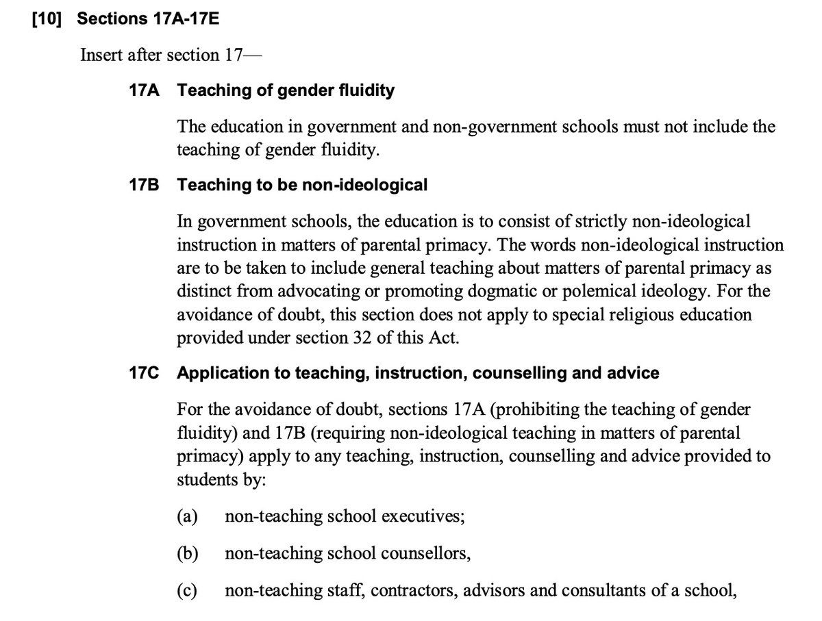 .  @ShoebridgeMLC keeps referring to 17c, which means that even school counsellors could be fired for supporting trans & gender diverse kids. This is the real evil of the Latham bill, that it systematically removes protections for kids even outside of the classroom.