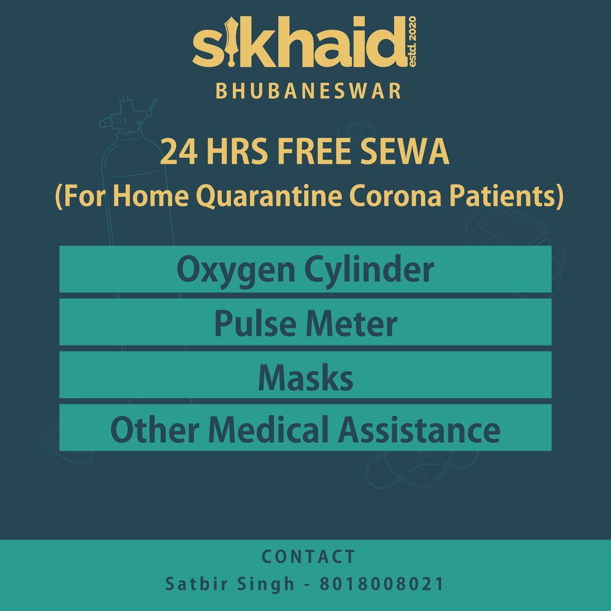 sikhaid_'s tweet photo. "Our Oxgyen drive is active again" 

We at SikhAid have recognised the need of the hour and have started distributing Oxygen Cylinders to Covid-19 patients for free.
Rt for visibility.

ONLY ACTIVE IN CUTTACK AND BHUBANESHWAR FOR RIGHTNOW.
#COVIDEmergency2021 #COVID19 https://t.co/3hm3CHYIiD