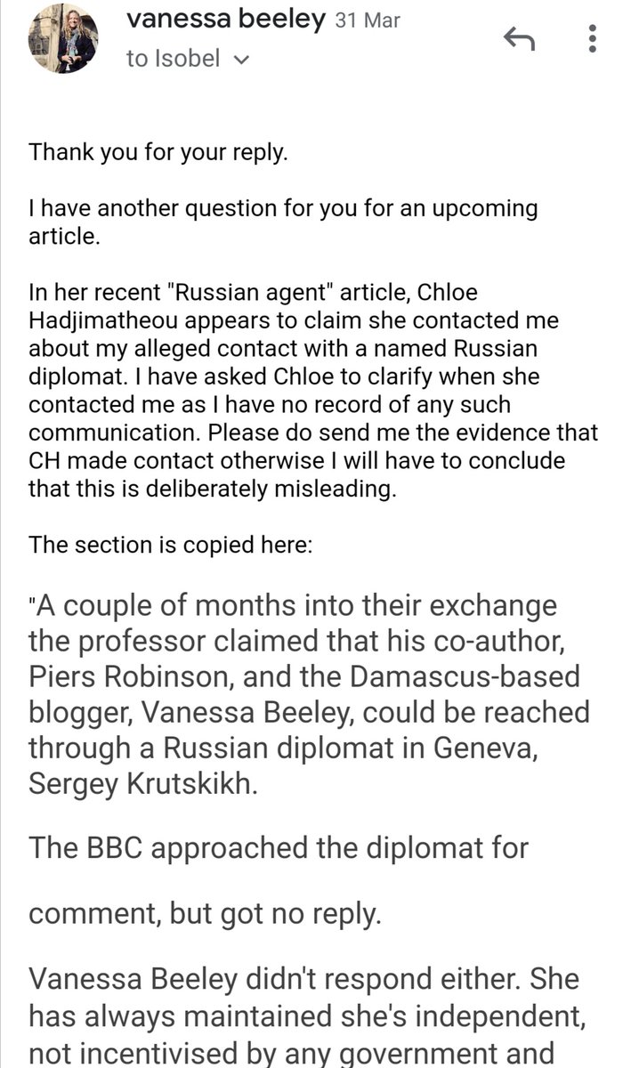 3. This claim was repeated by  @chloehadj in a  @BBC front page article & in Mayday audio episode. CH claimed I had not responded to claim. This is a lie. CH never contacted me to verify claim. See emails below dated back in March 2021.McKeigue also emailed CH to retract claim.