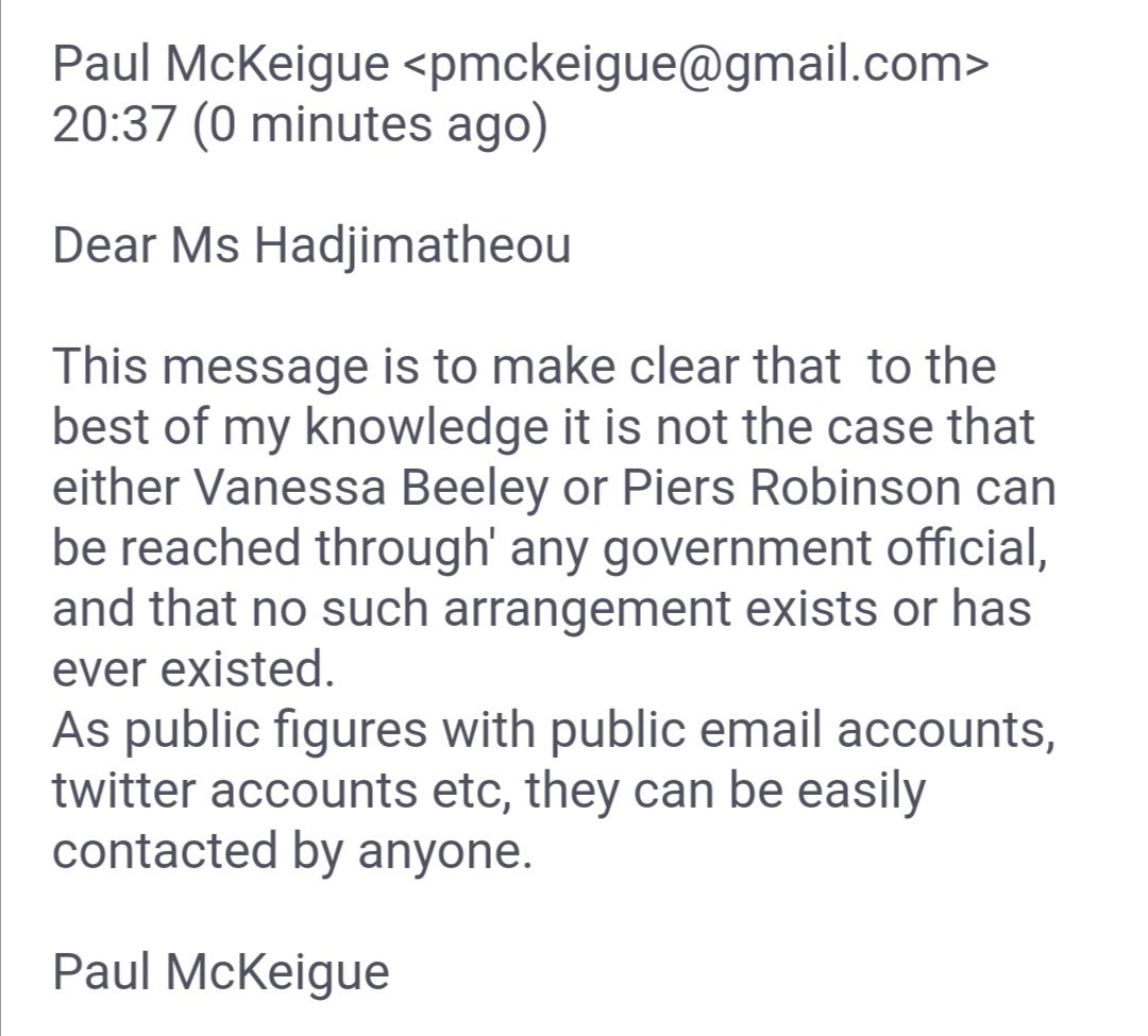 6. Last night McKeigue again contacted  @ChloeHadj to ask for a retraction of his false claim. A claim that has never been verified by CH,  @BBC or Daily Beast. This is what CH deems "rigorous journalism".