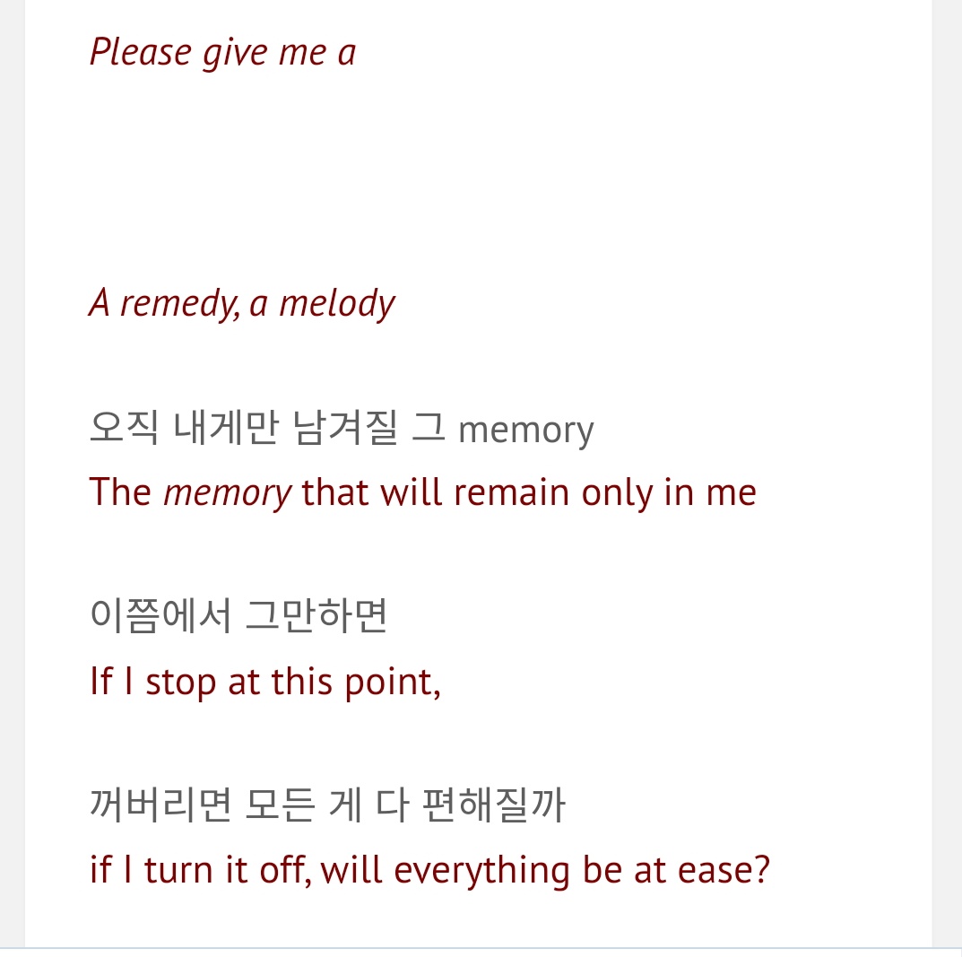 Lalu, masuk ke bagian chorus yang dinyanyikan Jung Kook dan Jin. Kembali progresi Dbm6 ini dimainkan ketika kata "Please, give me a remedy"Yang artinya: Tolong sembuhkan/perbaiki diriku. Saat itu, aku pikir penggunaan akor Dbm6 yang dilakukan berulang ini adalah "kesengajaan"