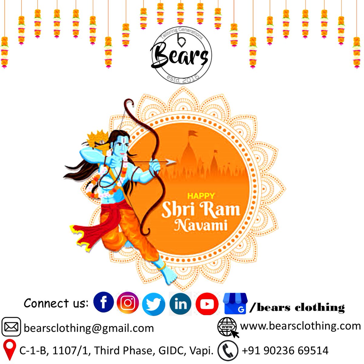 Happy Ram Navmi #bears #BearsClothing #MeninStyle #FashionInAction #TailoringGenerations #Trendy #Captured #Swadeshi #ramnavmi2021 #Ramnavmi #Ayodhya #vapi