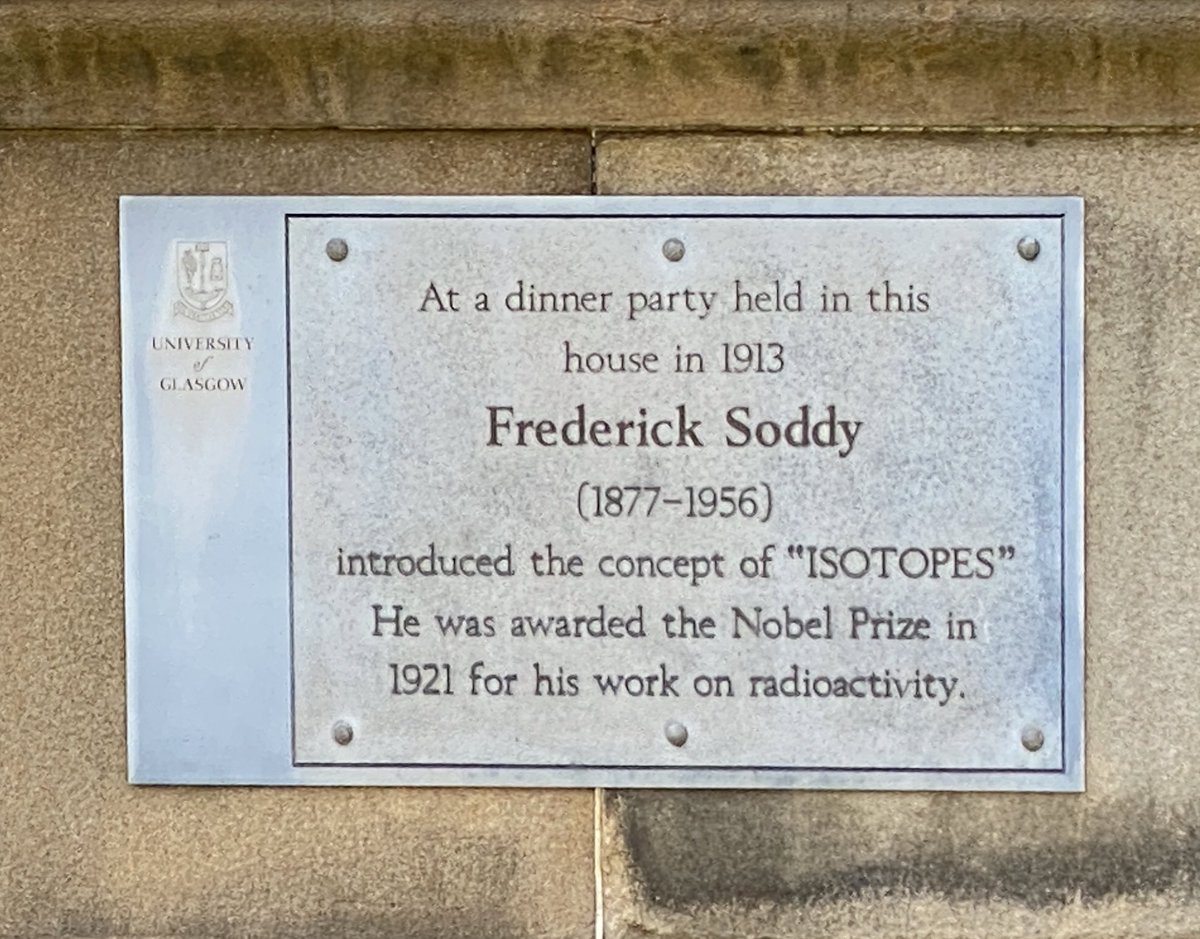 Namely while Soddy may have described his concept, the word ‘Isotope’ (Greek for ‘at the same place’) the nomenclature, was suggested by fellow guest, the equally interesting Dr Margaret Todd. So, as part of the interpretation shouldn’t she get a name check  @UofGlasgow ? 3/3