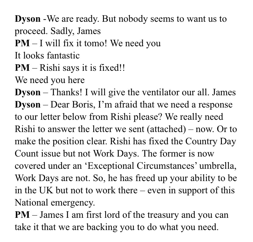 Here are the texts between Boris Johnson and businessman Sir James Dyson from March 2020. Mr Johnson says he will ‘fix’ the tax system for Dyson’s employees...