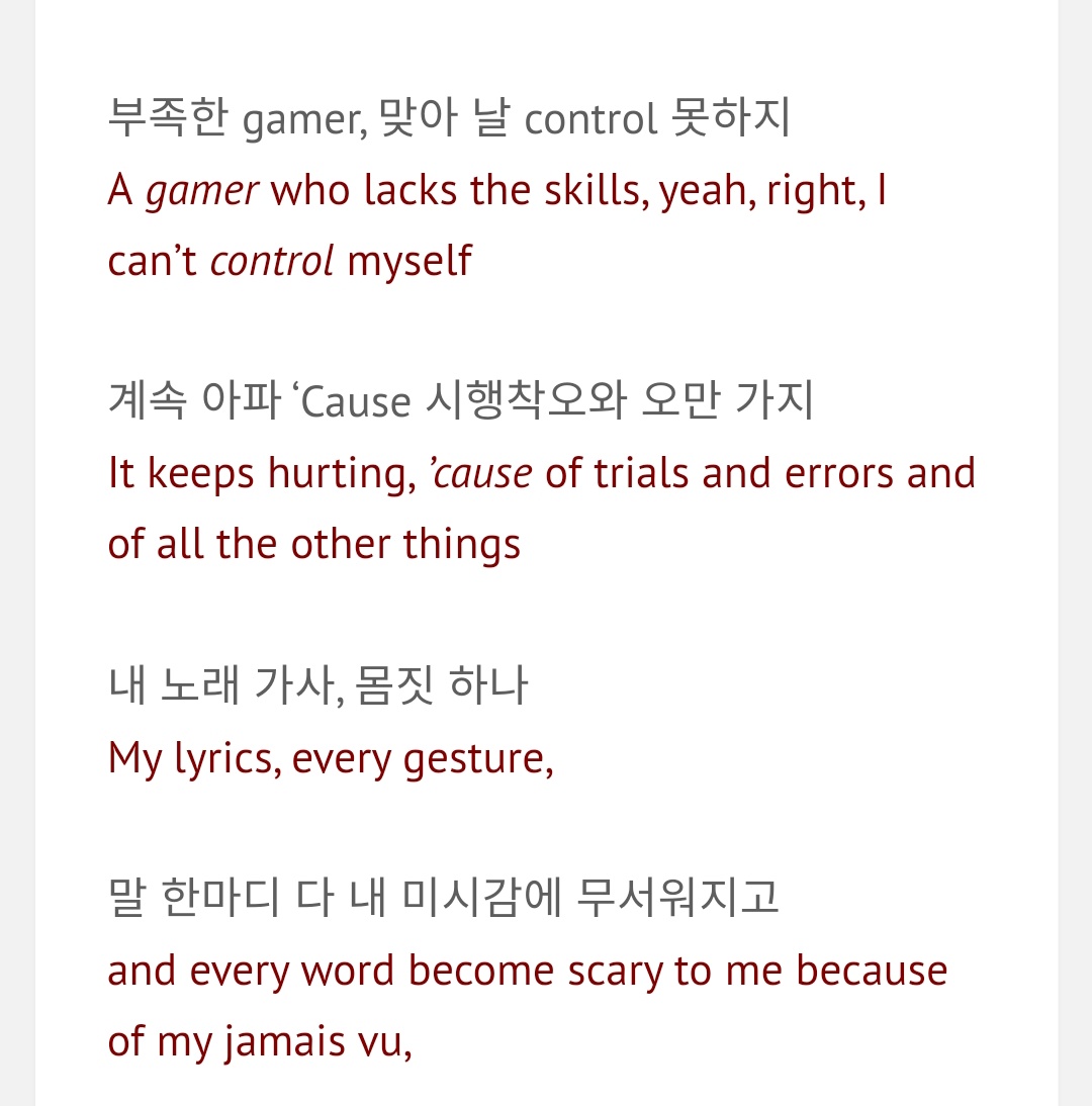 Pre-chorus2 kembali di isi oleh rap j-hope. Rapnya terasa jauh lebih kuat didukung dengan beat bass drum dan piano bagian bas yang dimainkan panjang dan besar. j-hope menganalogikan dirinya sebagai pemain game yang kemampuannya kurang karena tidak bisa mengontrol karakternya.