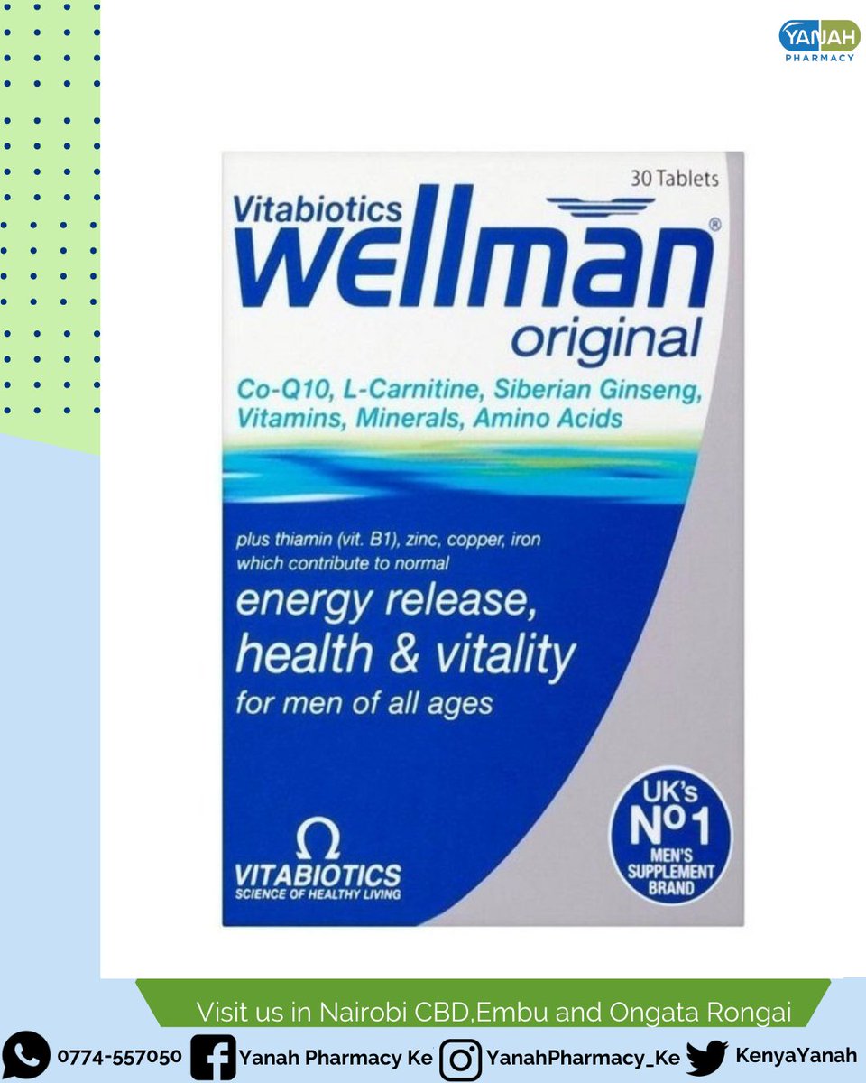 yanahpharmacy's tweet photo. Wellman. Made for men
#wellneswednesday #kenya #yanahpharmke https://t.co/DcVdM2cWf5