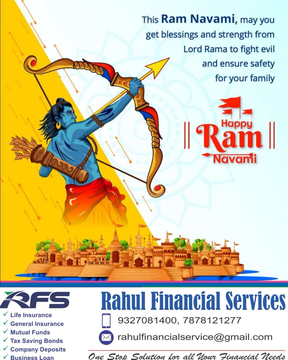 rahulrtaneja's tweet photo. This Ram Navami, May You Get Blessings and Strength from Lord Rama to Fight Evil and Ensure Safety for Your Family. 

#RamNavami #LordRam #AdiPurush #JaiShreeRam  #India #Festival #FinancialFreedom #Investment #FinancialPlanning #RahulTaneja #RahulFinancialServices https://t.co/F06VMLfAIW