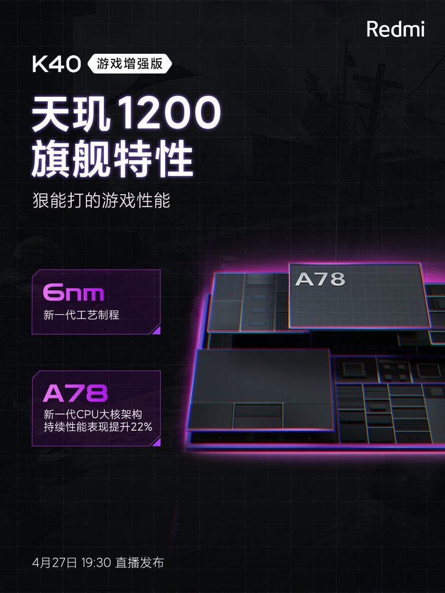 rudhranandu's tweet image. Redmi K40 Gaming Phone is confirmed to be equipped with the MediaTek Dimensity 1200 processor, scored 724495 in AnTuTu and have 11540mm² Space Cooling.
#Xiaomi #RedmiK40GameEnhancedEdition