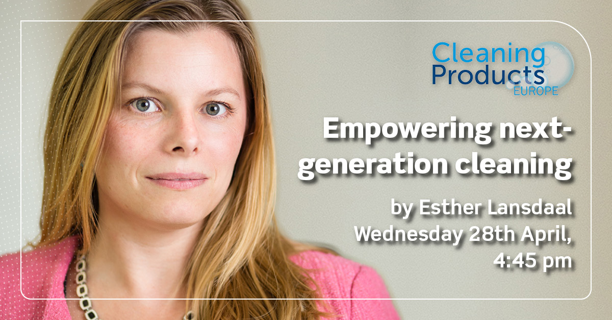 CorbionBiochems's tweet photo. Don’t miss Esther Lansdaal speak at #CPEU21: Empowering next-generation cleaning – learn more about MIT and Quat replacement as well as convenient streak free cleaning!

#CPEU #cleaningproducts #cleaningconf https://t.co/YOeNOxvgqE