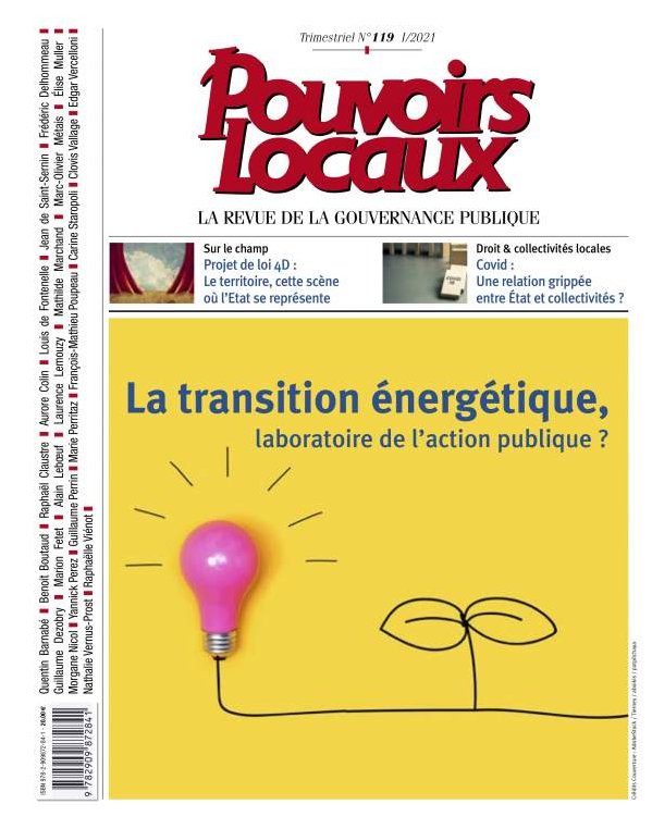 💡Vient de paraître le nouveau n°119 de #PouvoirsLocaux
✒️ Thème central : La transition énergétique, laboratoire de l’action publique ? Coordination par Benoît Boutaud, François-Mathieu Poupeau et Carine Staropoli
#TransitionEcologique 
📚 Disponible : revuepouvoirslocaux.fr
