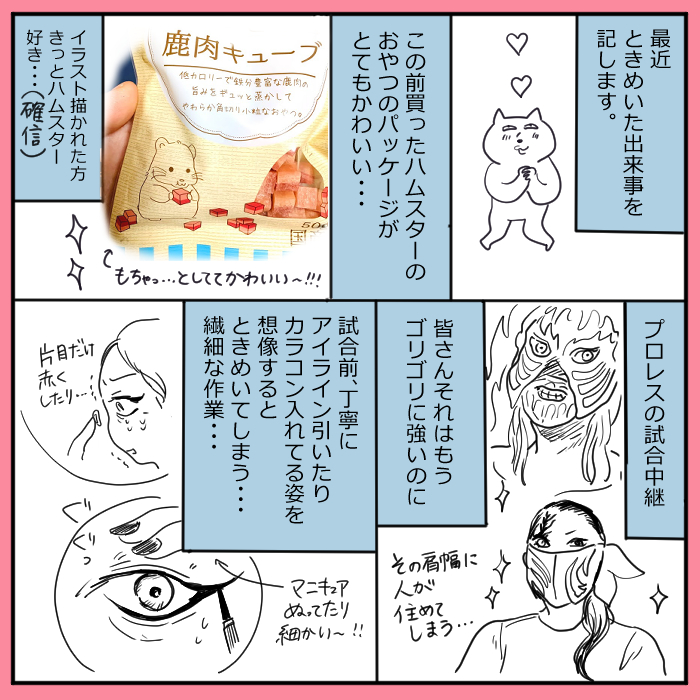 プロレス選手の髪の毛の色とかメイクも見てて楽しいです! 