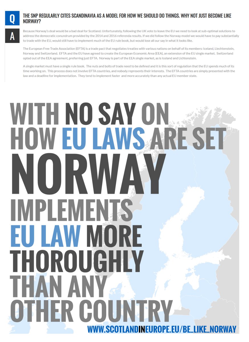 Third; EFTA js a position the SNP have argued against. Being rule takers not makers. It undermines their 'scottish decisions taken here' sovereignty claim. On their own terms It's a powergrab away from Holyrood.