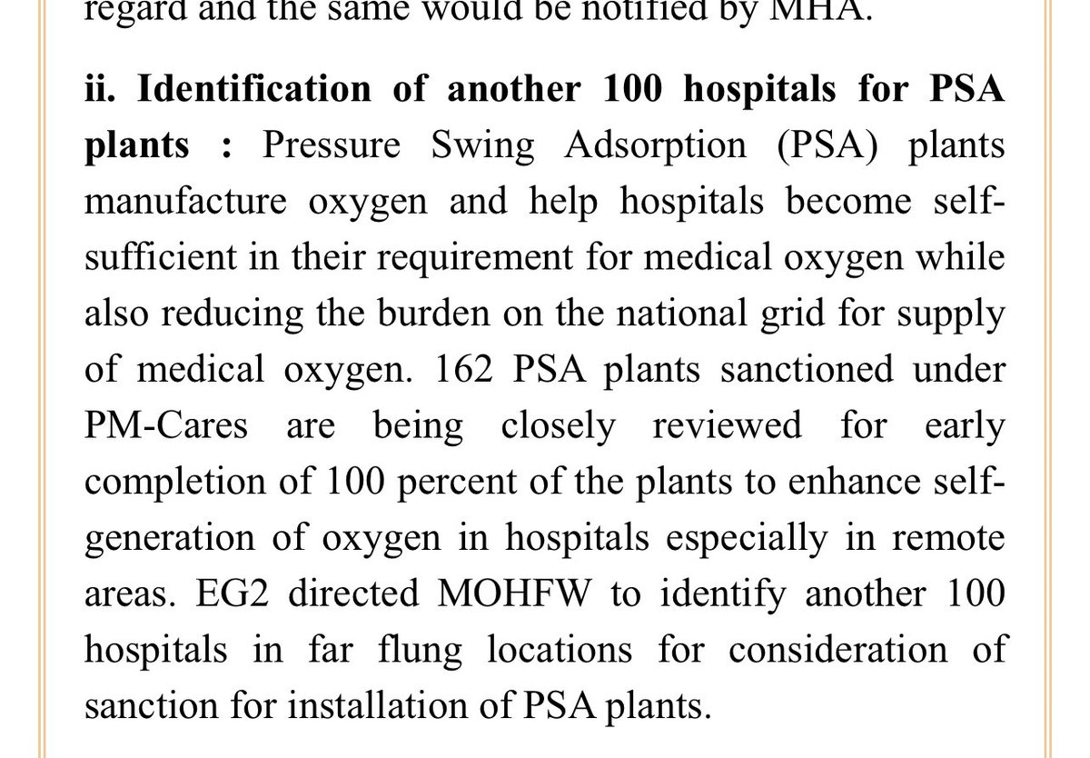 Also  @narendramodi Govt has asked  @MoHFW_INDIA to identify 100 additional hospitals in oxygen deficient areas dor PSA plants in addition to 162 plants already under construction across the country