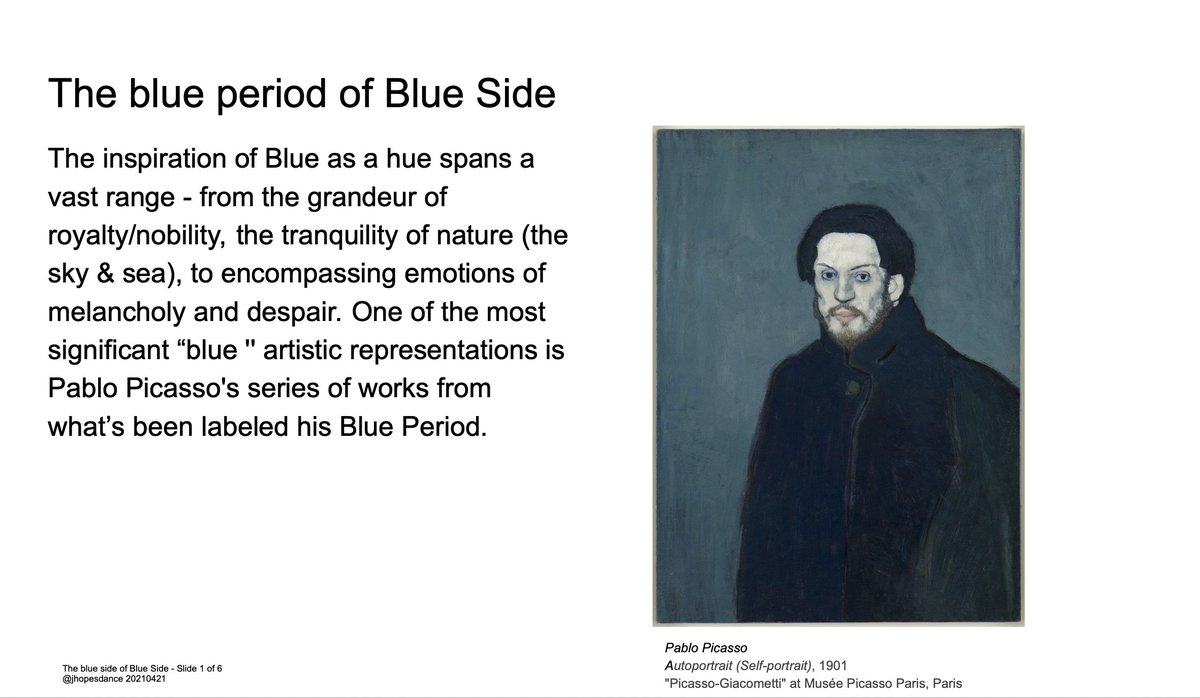 Our ongoing explorations into the creative connections between j-hope's Blue Side and other artistic genres continues in this look at painter Pablo Picasso and the multilayered works he created in his Blue Period. Part 1/7 #JHOPE  #제이홉  #BlueSide  #BlueSidebyjhope