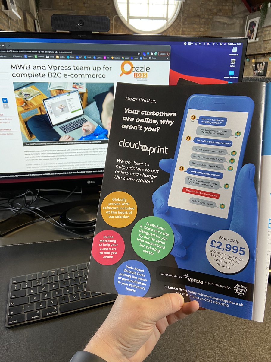 Great to see our printed advert and online press coverage for <a href="/Cloud_to_print/">Cloud to Print</a> by <a href="/digitalprintmag/">Digital Printer</a> :-) 

Print + Online as it should be. To announce our partnership between @mwb_agency and <a href="/coreprint/">Coreprint Web2Print</a> <a href="/kelv_bell/">Kelvin Bell</a> to empower uk printers to get online. 

#printing #print #ecommerce