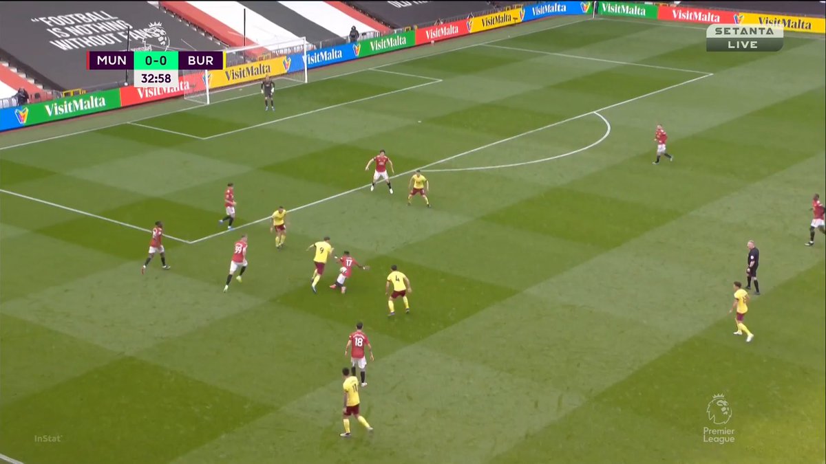 Fred receives a pass from AWB but his touch is so bad the ball just bounces off his foot and ends up almost two metres away. He recovers well by preventing a pass but these small things matter. If he turns on the ball we have a great transition opportunity as a result.