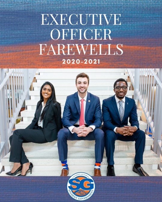 ufstudentgov's tweet photo. As this year comes to a close, the executive team has a few final words. We are grateful and humbled to have served the @uf student body this past year!

Stay tuned for a preview of the 2021-22 administration later today! https://t.co/TYjyZRVFl7