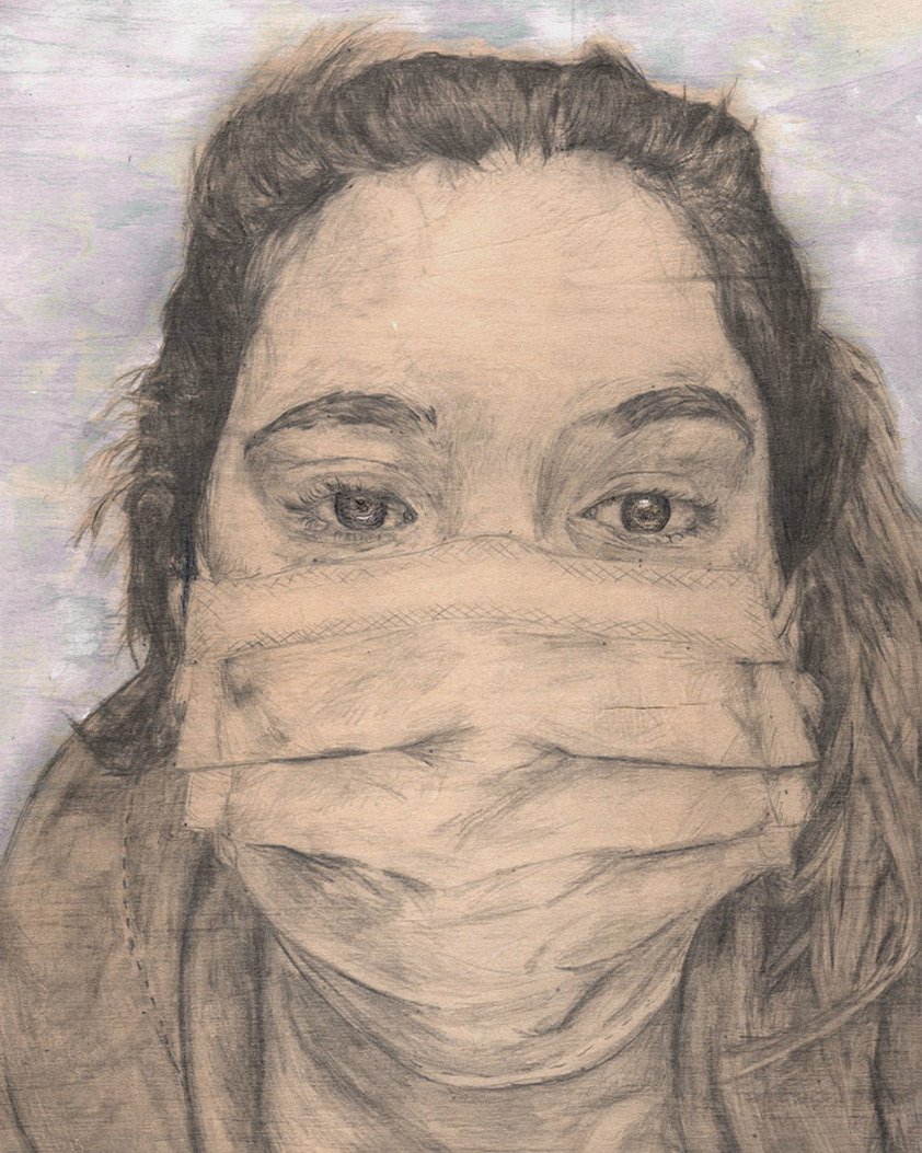 JHS_ART's tweet photo. New Artists 2021
Behind the Mask by Gloria Martinez-Nunez * Covid &amp; Me 2nd Place https://t.co/OrlIJFbtAa