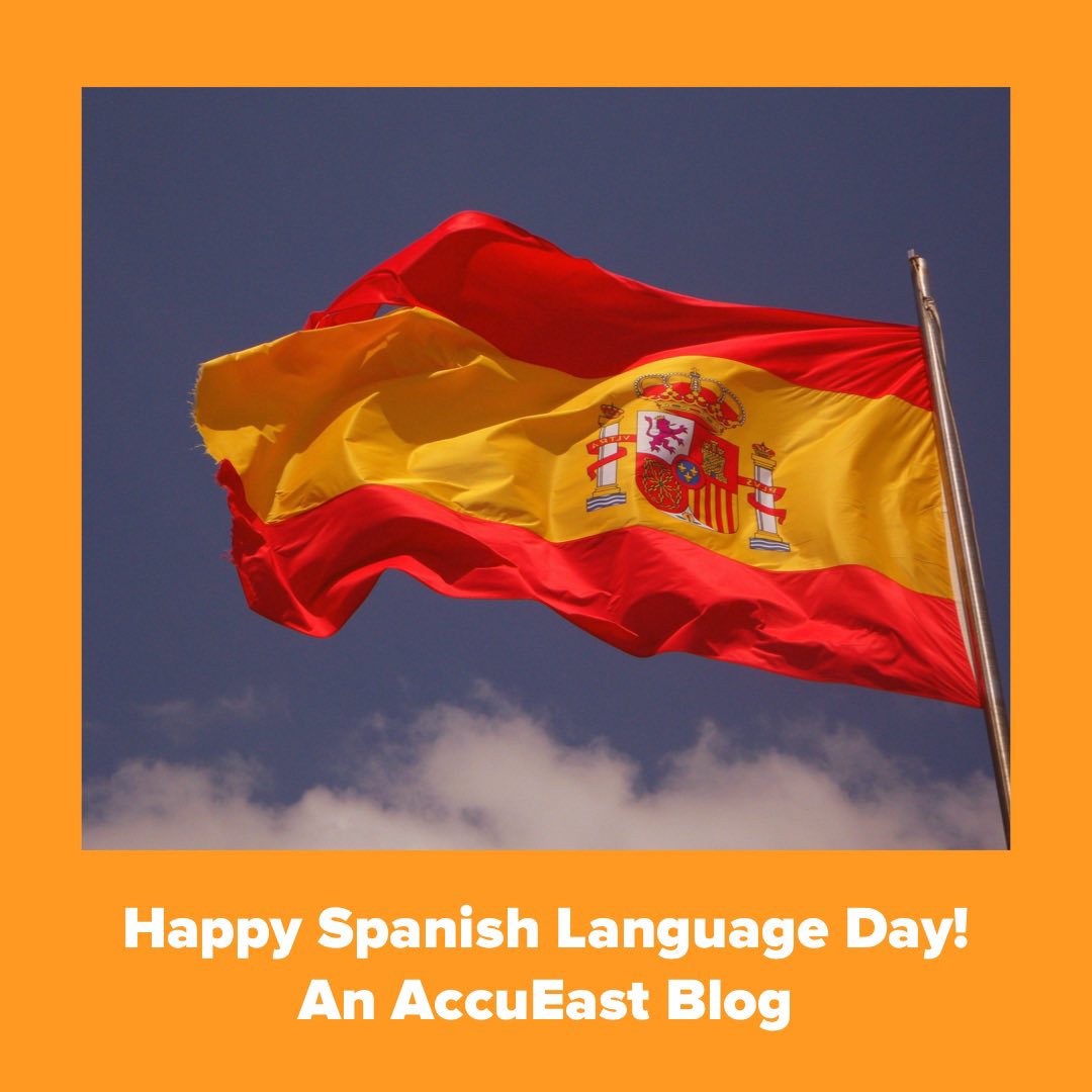 AccuEast's tweet photo. Hola, ¿cómo estás? We hope you are ready to celebrate the #UnitedNations’ #SpanishLanguageDay on Friday.
Whether you are a #Spanish speaker or not, read here https://t.co/YgAoZ8Ezzv to learn some fun Spanish #facts!
#HappySpanishLanguageDay #BridgingLanguagesTogether https://t.co/yzx4SYFZmy