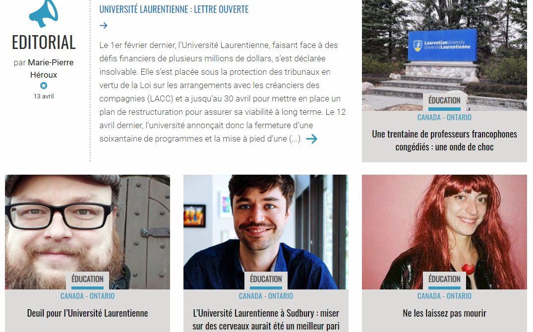 Agora francophone donne la parole aux franco-Ontariens qui voient avec stupeur l'université Laurentienne dépouillée de ses cours et donc de ses professeurs francophones... Profondes tristesse et colère...
#Ontario #francophonie #Université #canada #Laurentienne #RevueDePresse
