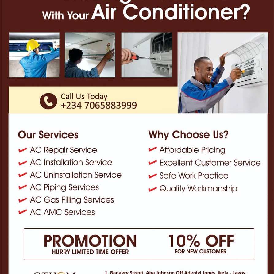 gthomltd's tweet photo. Are you looking to repair, service or replace your existing AC system?  Then give us a call today and get 10% discount on any of our services. 
We provide professional services that you can always trust.
#desmondelliot #GeorgeFloydverdict #FacilitiesMgmt https://t.co/7zPTopQfF2
