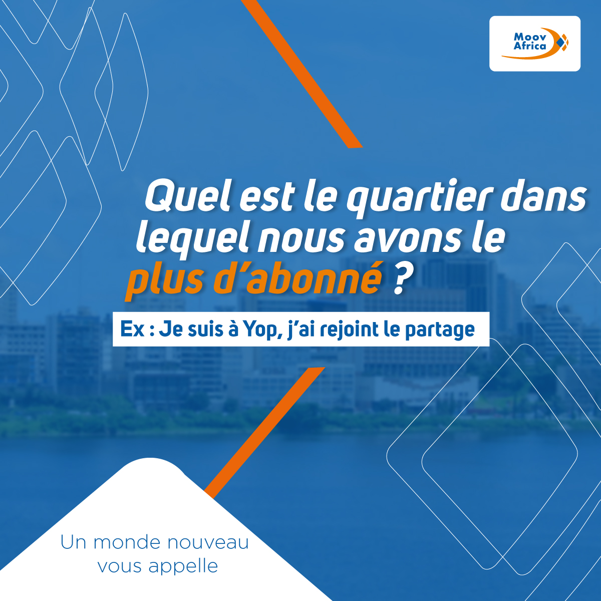 Moovafrica_CIV's tweet photo. Famille Moov Africa CI, 
Nous sommes curieux de savoir dans quel quartier nous avons le plus abonné ? 😆😎

Ps : N'oubliez pas de profiter des bonus du jour sur les forfaits izy heures + 😆

#MoovAfricaCi
#MoovTalk https://t.co/IrVsiB9hB4