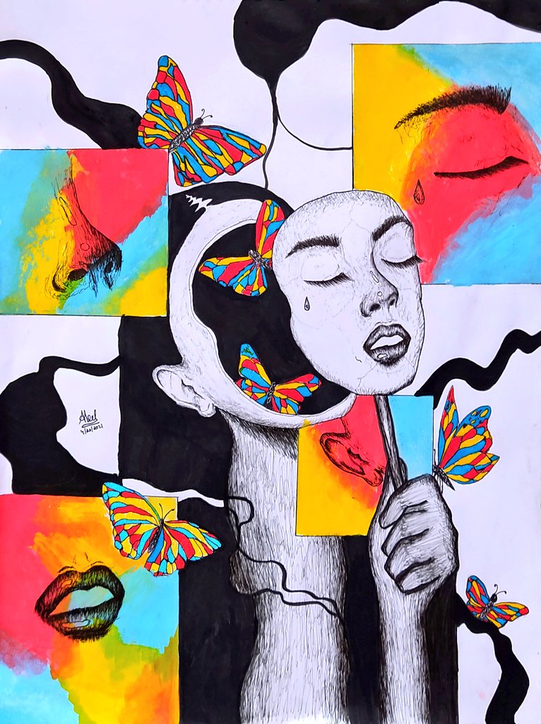 I believe in being realistic.  My drawing reflects my  identity. Be yourself and keep discovering new horizons. Flutter your wings to fly high.  #CompetitionTime 
<a href="/Fatima_Martin/">Fatima Martin</a> <a href="/TeresaRusten/">Teresa Rusten</a> Thank You <a href="/sidra5/">Sidra Tatheer</a> <a href="/sumitavamaity/">Sumitava Maity</a> for all inspiration and encouragement <a href="/gemsnms_alkhail/">GEMS NMS Alkhail</a>