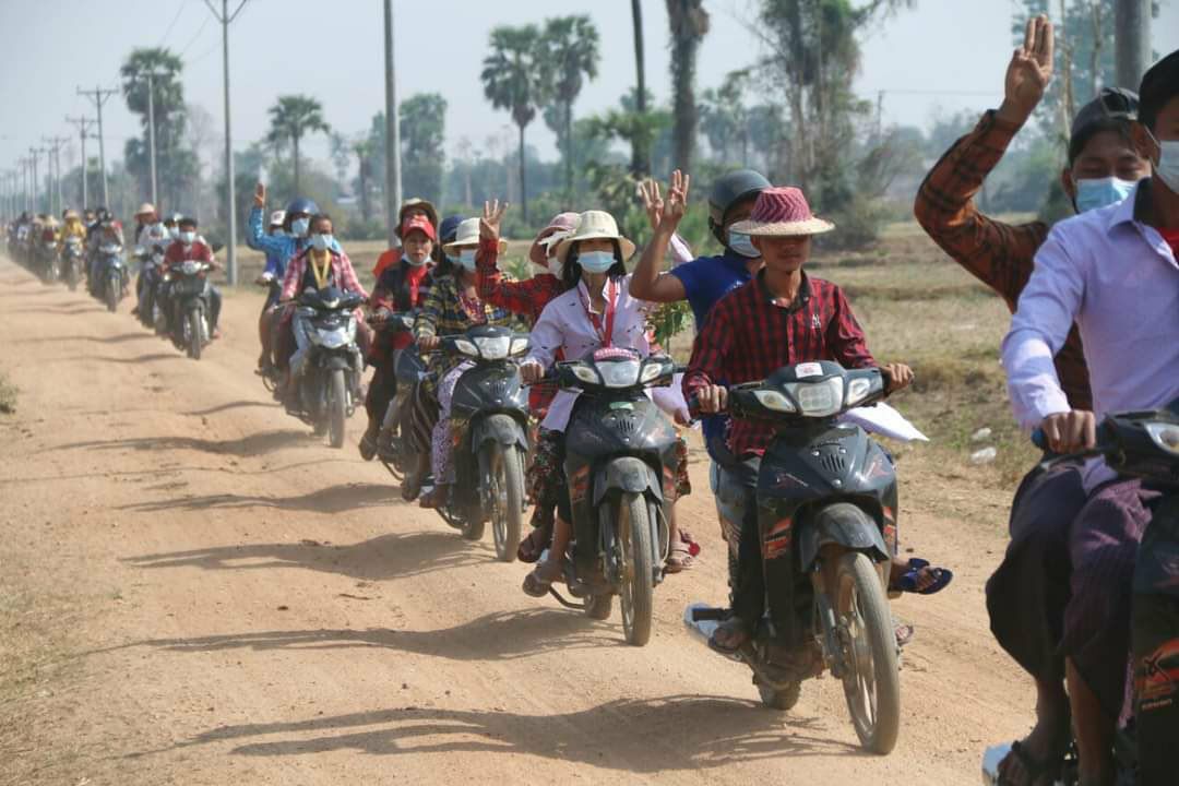 1311revolution's tweet photo. The Motorcycle Strike was held by the people in #Tanzel Township, Sagaing Region, today against the military dictatorship.
#Apr21Coup
#ReleaseTheDetainees
#WhatsHappeningInMyanmar https://t.co/qhYK7Y7epy